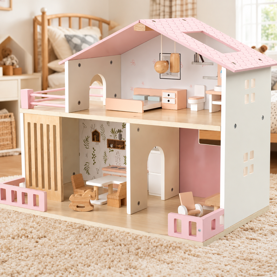 Two-Story Wooden Dollhouse