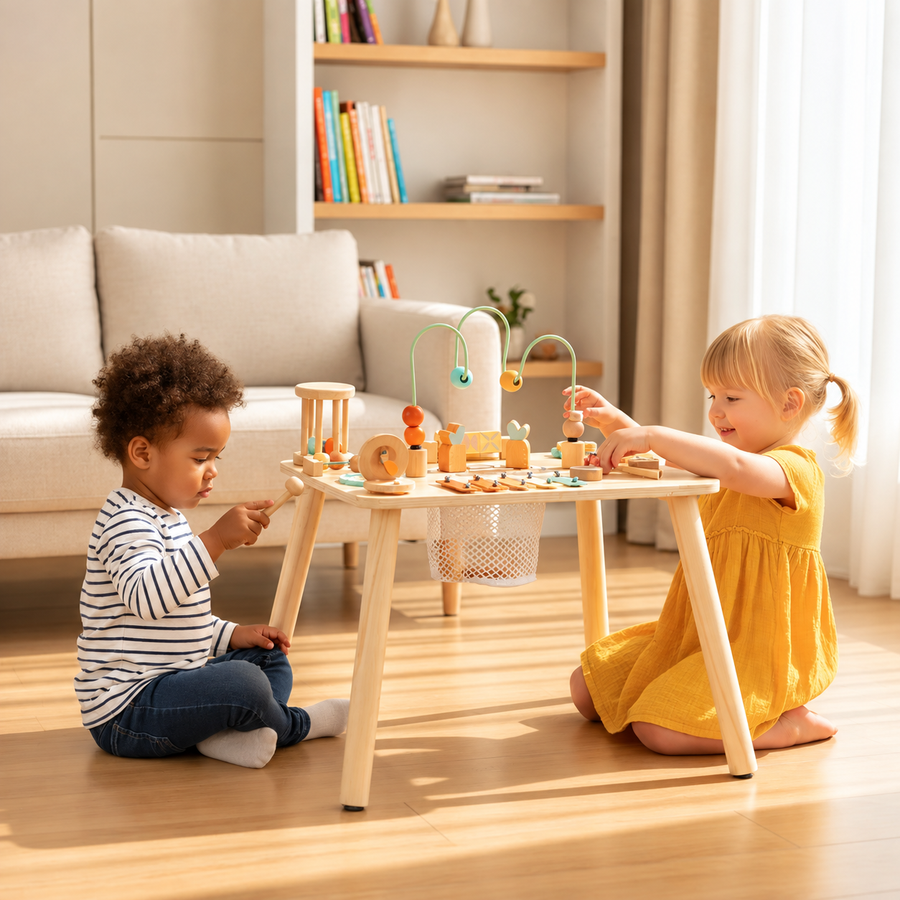 Wooden Activity Busy Table for Toddlers