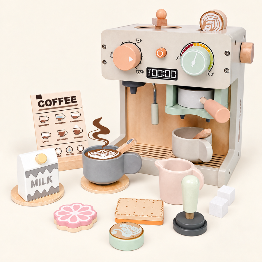 Wooden Toy Coffee Machine Set