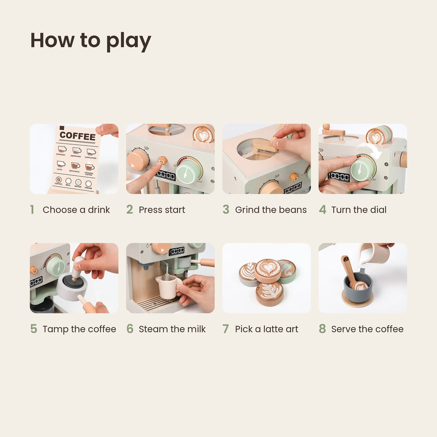Wooden Toy Coffee Machine Set