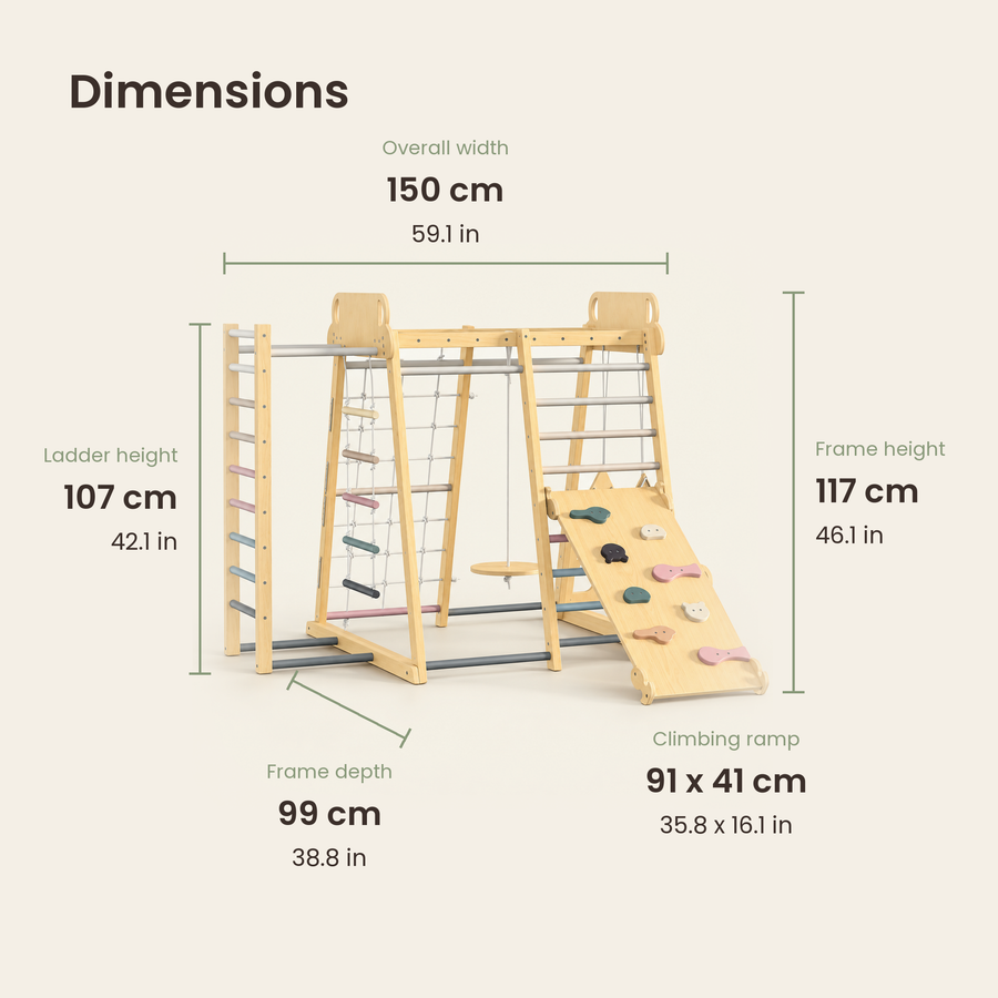 Indoor Wooden Climbing Frame with Swing