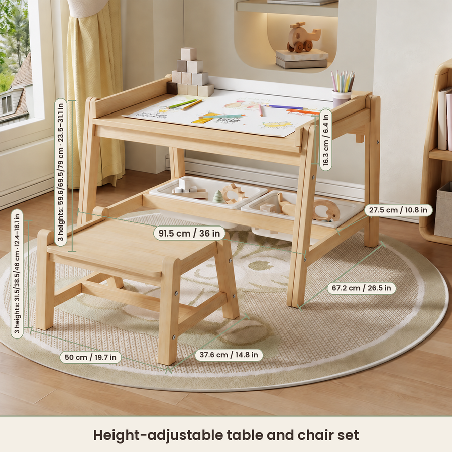 Kids Wooden Art Table and Chair