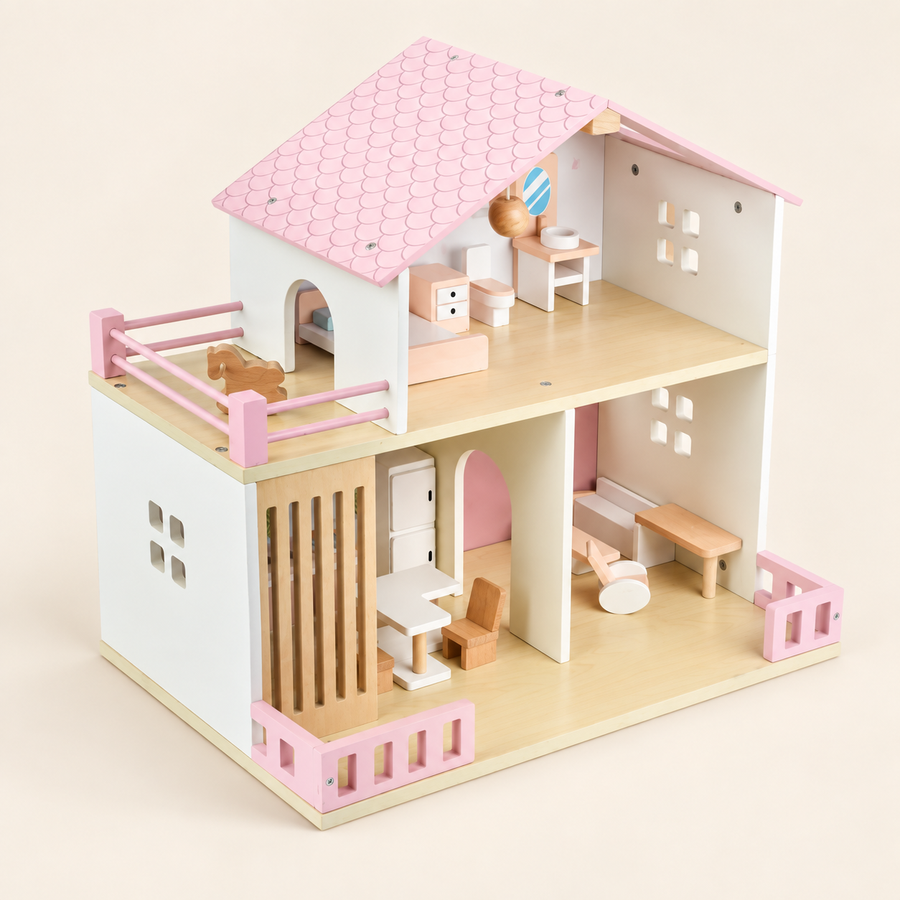 Two-Story Wooden Dollhouse