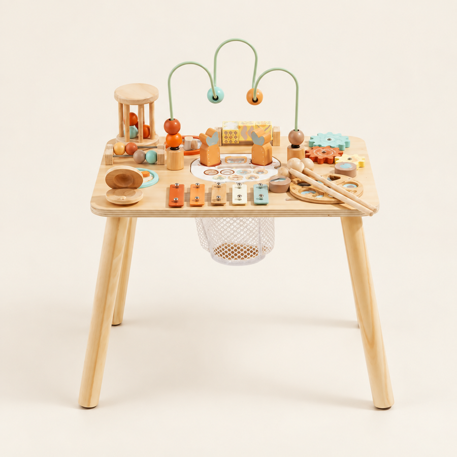 Wooden Activity Busy Table for Toddlers