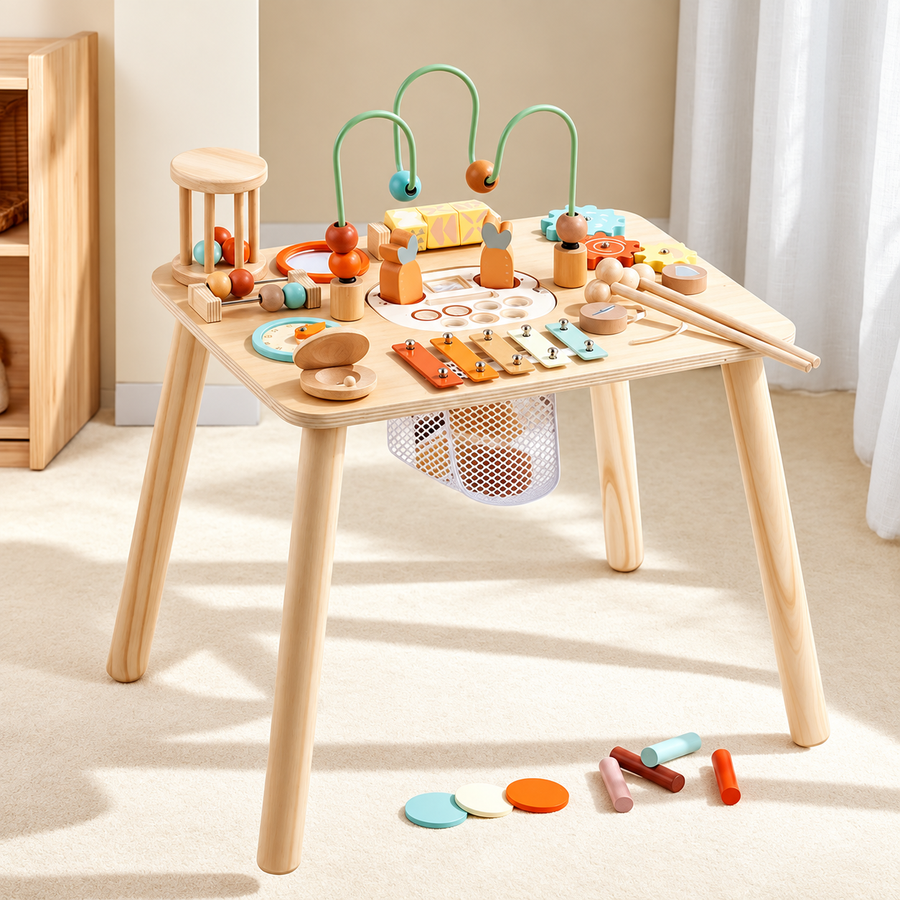 Wooden Activity Busy Table for Toddlers