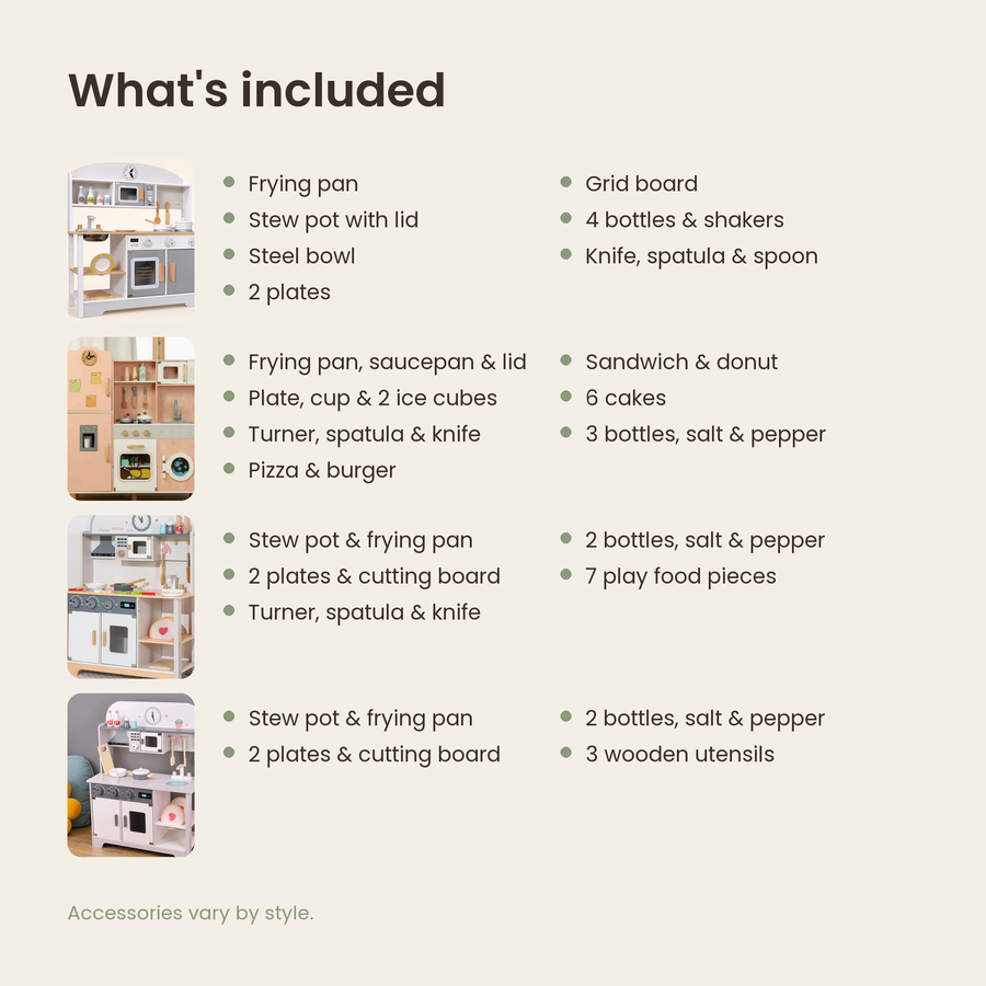 Large Wooden Play Kitchen, Choice of Styles