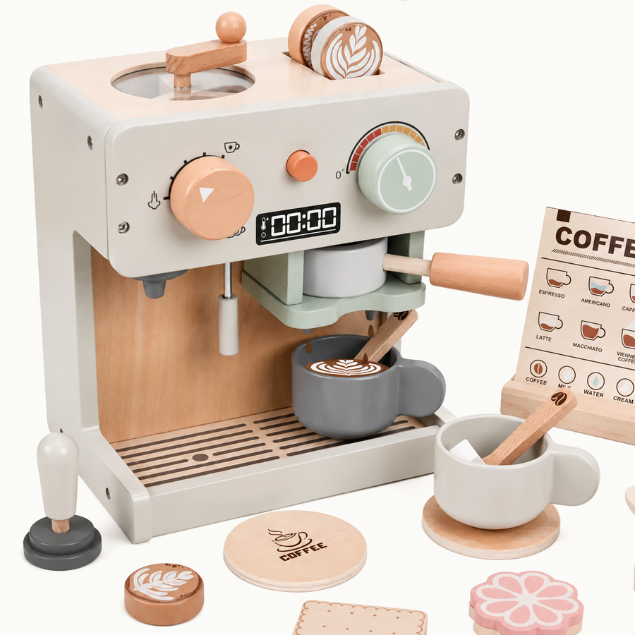 Wooden Toy Coffee Machine Set