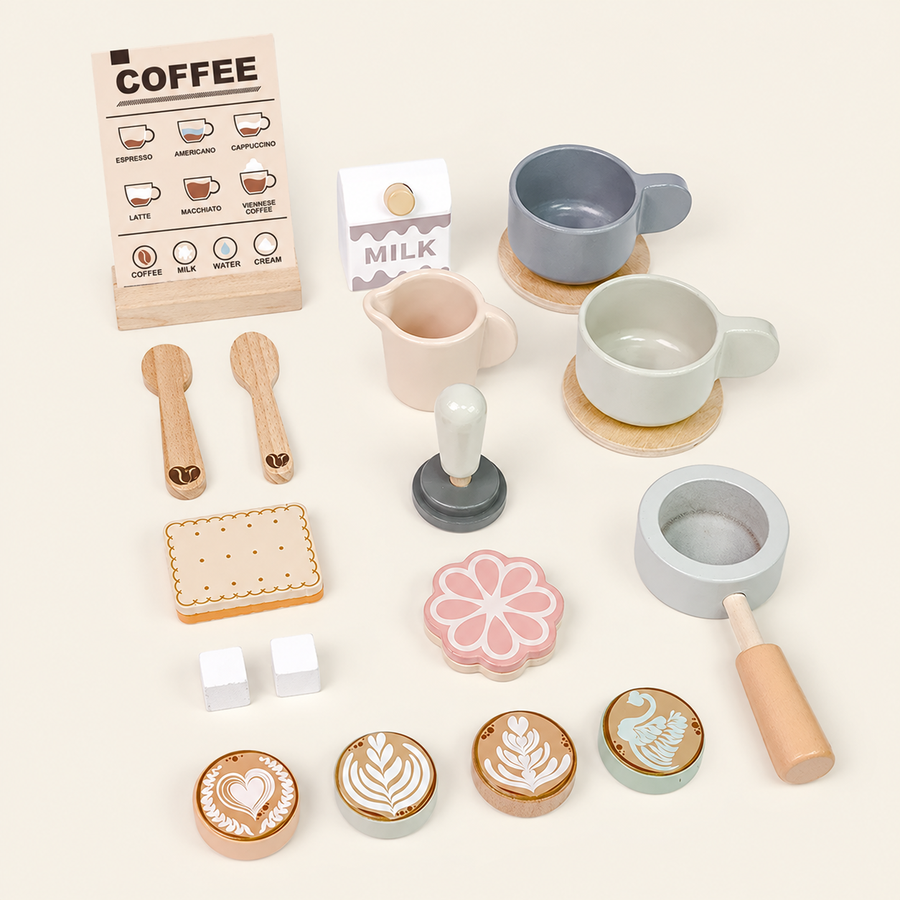 Wooden Toy Coffee Machine Set